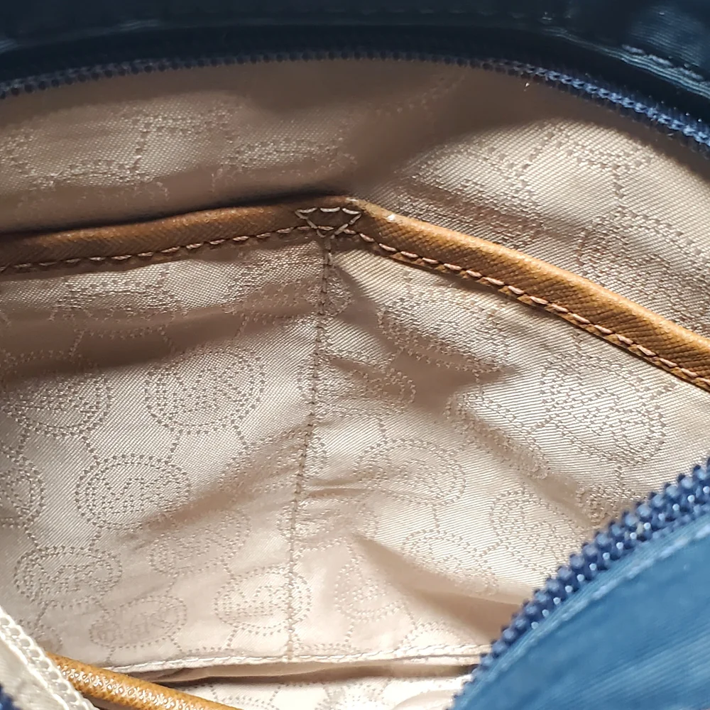 Michael Kors Navy and Brown Crossbody Bag